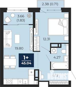 1-к квартира, вторичка, 45м2, 11/16 этаж