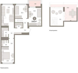 3-к квартира, вторичка, 109м2, 5/9 этаж