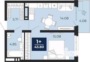 1-к квартира, вторичка, 44м2, 8/20 этаж