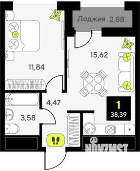 1-к квартира, вторичка, 38м2, 11/14 этаж