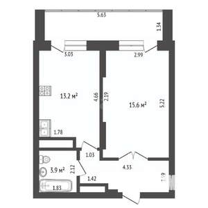1-к квартира, вторичка, 40м2, 15/25 этаж