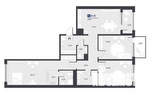 3-к квартира, строящийся дом, 89м2, 2/14 этаж