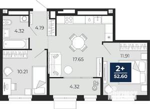 2-к квартира, вторичка, 53м2, 9/14 этаж