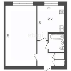 1-к квартира, вторичка, 29м2, 3/5 этаж