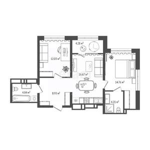 2-к квартира, вторичка, 61м2, 5/24 этаж