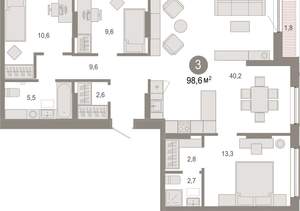 3-к квартира, вторичка, 99м2, 2/17 этаж