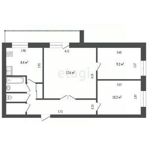 3-к квартира, вторичка, 58м2, 5/9 этаж