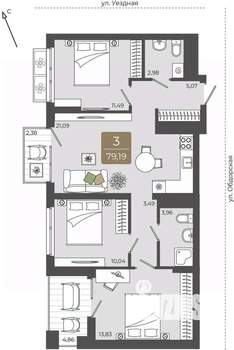 3-к квартира, вторичка, 79м2, 11/15 этаж