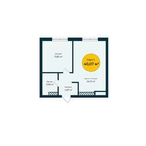 1-к квартира, строящийся дом, 40м2, 10/23 этаж