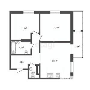 2-к квартира, вторичка, 60м2, 14/18 этаж