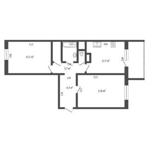 2-к квартира, вторичка, 62м2, 7/14 этаж