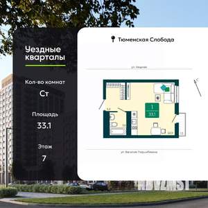 Студия квартира, вторичка, 33м2, 7/17 этаж
