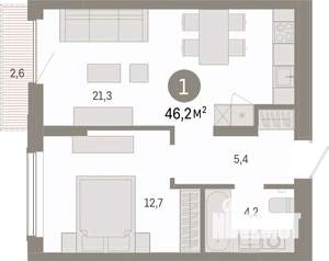 1-к квартира, вторичка, 46м2, 9/17 этаж