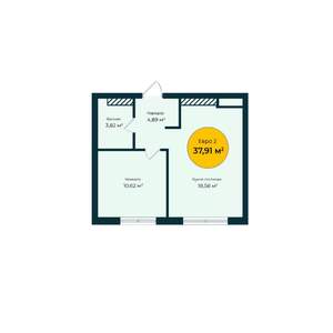 1-к квартира, строящийся дом, 38м2, 13/23 этаж