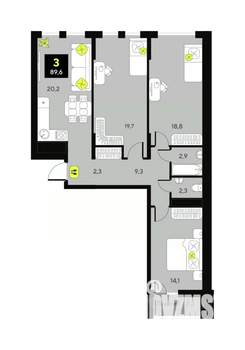 3-к квартира, вторичка, 90м2, 8/13 этаж