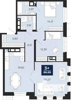 3-к квартира, вторичка, 87м2, 4/24 этаж