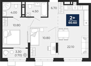 2-к квартира, вторичка, 61м2, 3/24 этаж