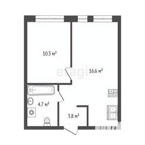 1-к квартира, вторичка, 35м2, 8/24 этаж