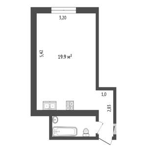 1-к квартира, вторичка, 23м2, 6/9 этаж