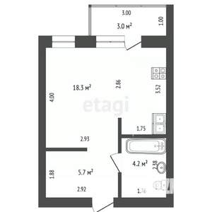Студия квартира, вторичка, 28м2, 13/13 этаж