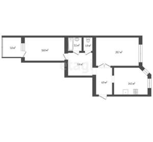 2-к квартира, вторичка, 72м2, 7/10 этаж