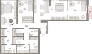 3-к квартира, вторичка, 125м2, 8/16 этаж