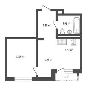 1-к квартира, вторичка, 33м2, 12/13 этаж