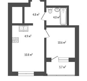 1-к квартира, вторичка, 39м2, 8/25 этаж