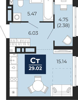 Студия квартира, вторичка, 31м2, 19/21 этаж