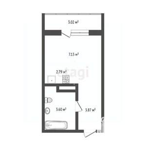 Студия квартира, вторичка, 19м2, 3/10 этаж