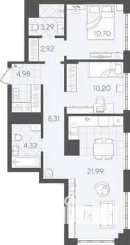 2-к квартира, вторичка, 67м2, 2/24 этаж