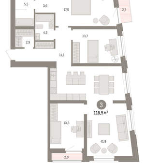 3-к квартира, вторичка, 119м2, 6/10 этаж