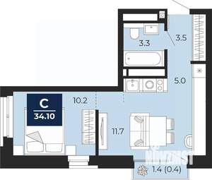 Студия квартира, сданный дом, 35м2, 5/18 этаж