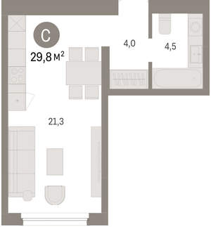 Студия квартира, вторичка, 30м2, 4/16 этаж