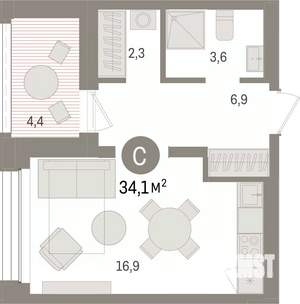 Студия квартира, вторичка, 34м2, 7/8 этаж