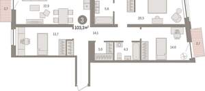 3-к квартира, вторичка, 103м2, 6/10 этаж