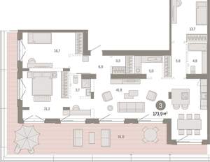 3-к квартира, вторичка, 174м2, 7/11 этаж