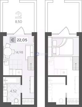 Студия квартира, вторичка, 28м2, 1/17 этаж