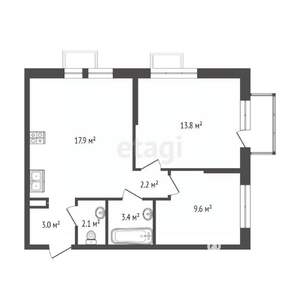 2-к квартира, вторичка, 53м2, 14/24 этаж