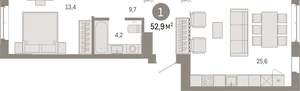 1-к квартира, вторичка, 53м2, 3/11 этаж