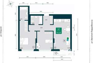 2-к квартира, вторичка, 66м2, 5/12 этаж