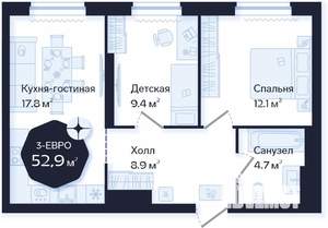 2-к квартира, сданный дом, 53м2, 6/16 этаж