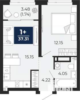 1-к квартира, вторичка, 37м2, 3/23 этаж