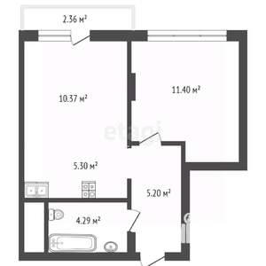 1-к квартира, вторичка, 36м2, 4/9 этаж