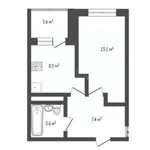 1-к квартира, вторичка, 36м2, 12/22 этаж