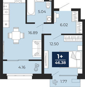 1-к квартира, вторичка, 46м2, 2/24 этаж
