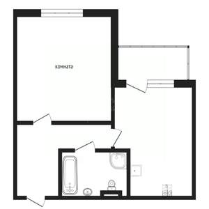 1-к квартира, вторичка, 45м2, 2/4 этаж