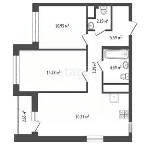 2-к квартира, вторичка, 64м2, 15/23 этаж
