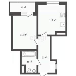 1-к квартира, вторичка, 38м2, 13/15 этаж