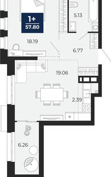 2-к квартира, вторичка, 58м2, 3/24 этаж